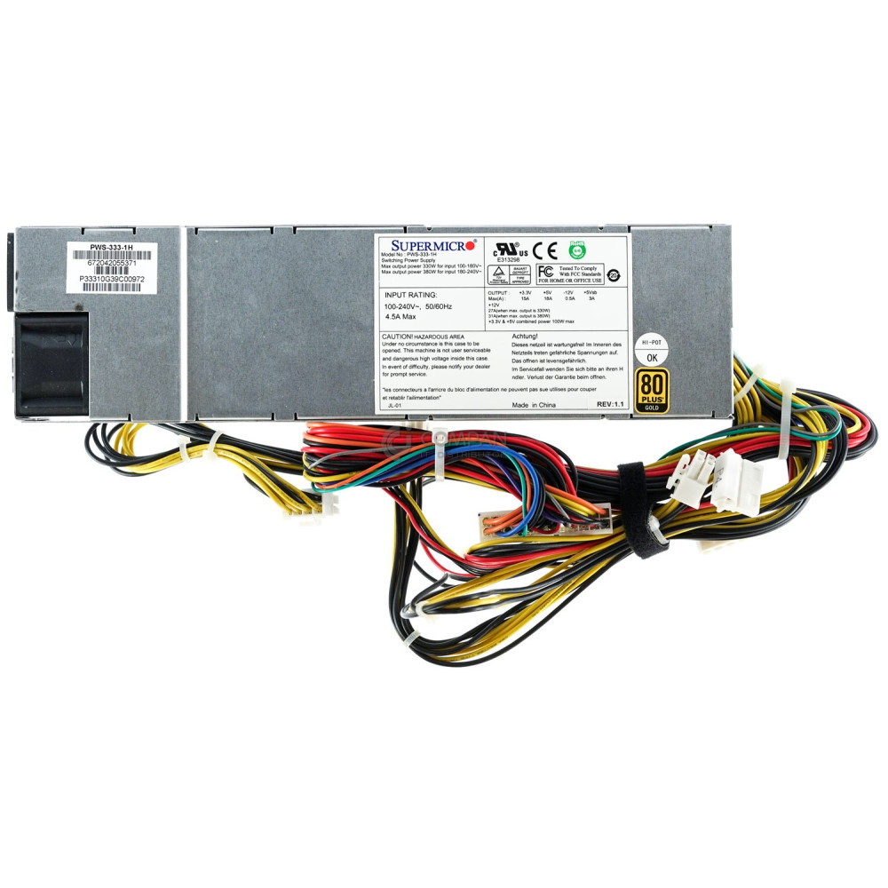 PWS-333-1H SUPERMICRO 330W 80PLUS GOLD POWER SUPPLY FOR SUPERMICRO CSE-111